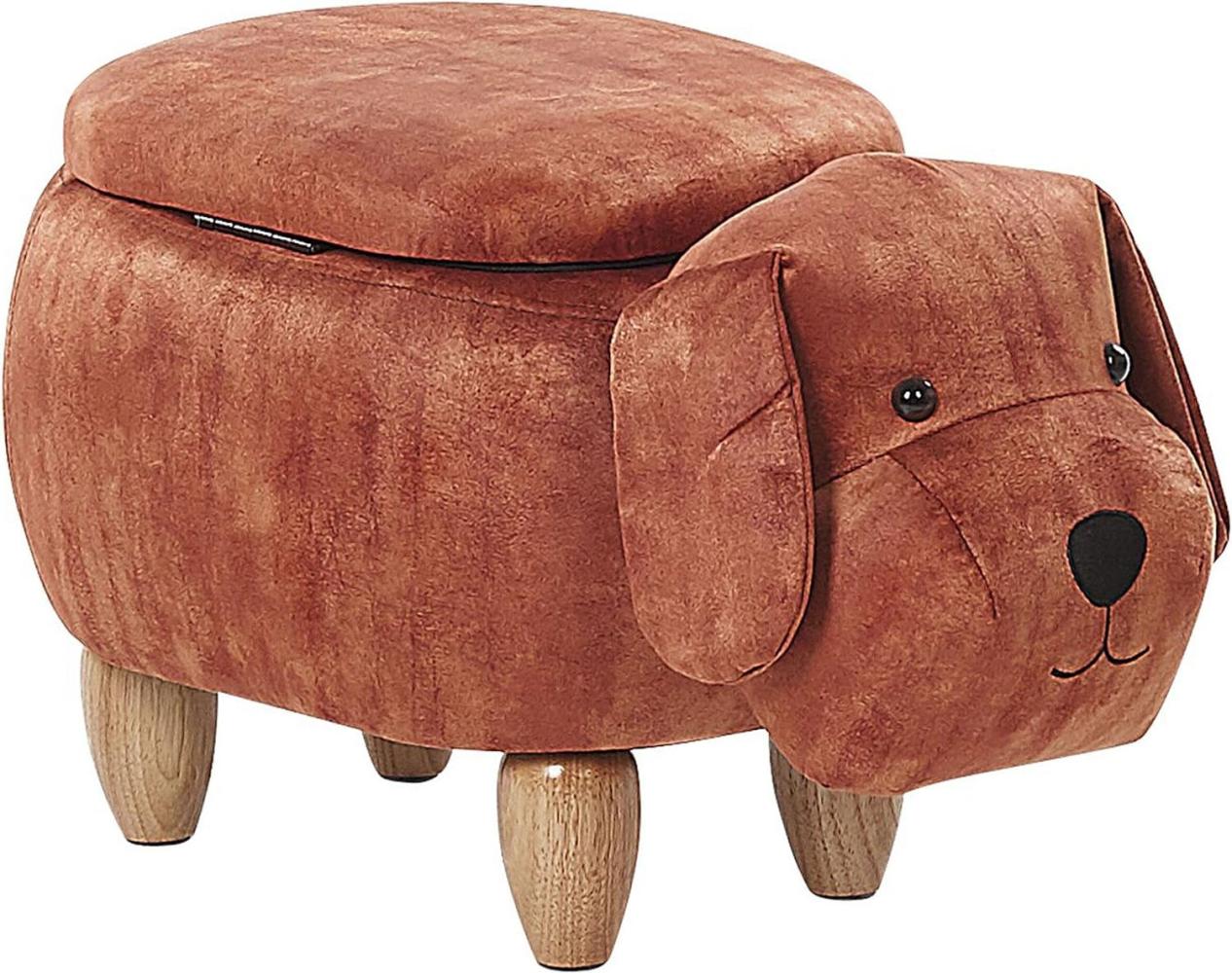 Beliani Pouffe pet with storage velor brown DOGGY Bild 1