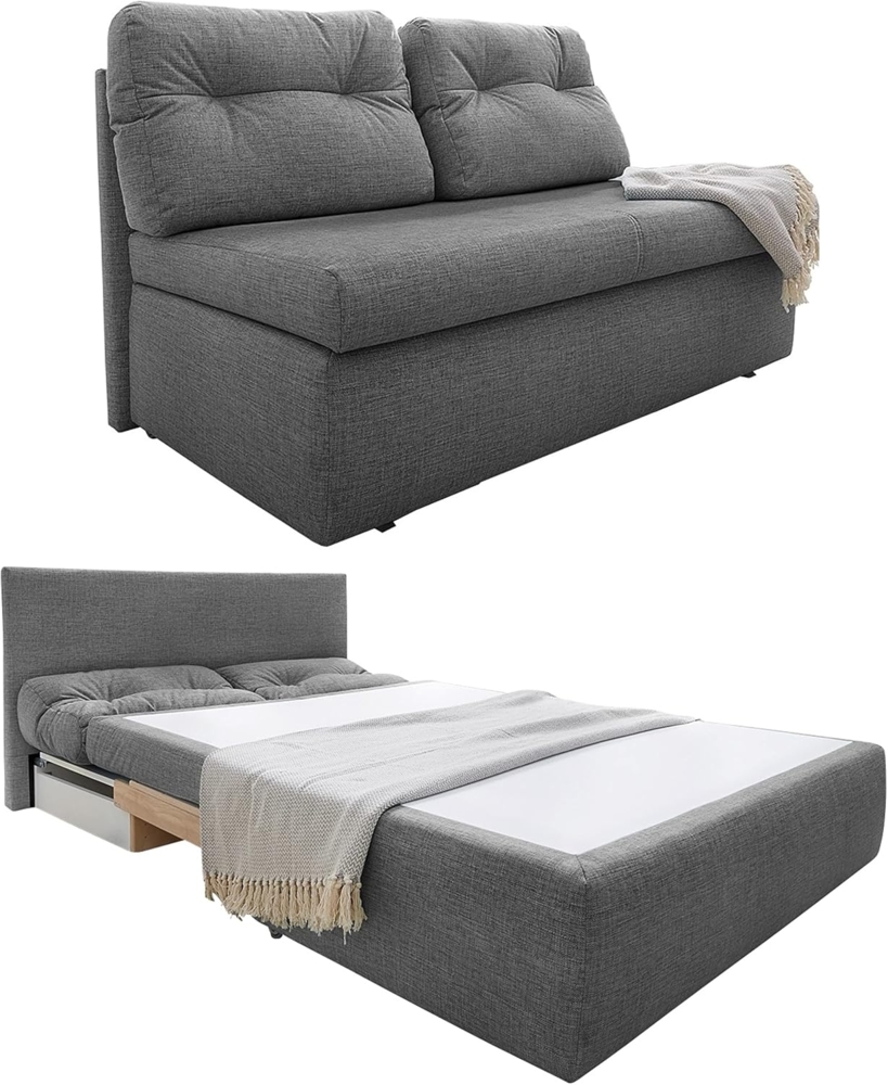 luma-home Schlafsofa 15119, 136 cm breit, Bettfunktion, Liegefläche 130x193 cm, Bettkasten, Mikrofaser Grau Bild 1