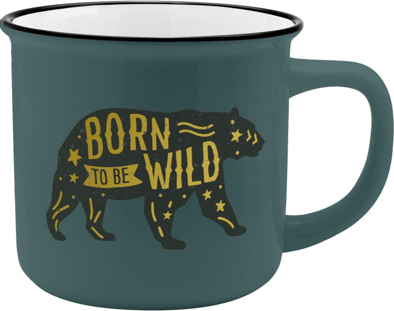 GRUSS & CO Becher Motiv "Wild" | New Bone China Porzellan, Emaille-Optik, 35 cl | Geschenk, Tasse lustig | 47894 Bild 1