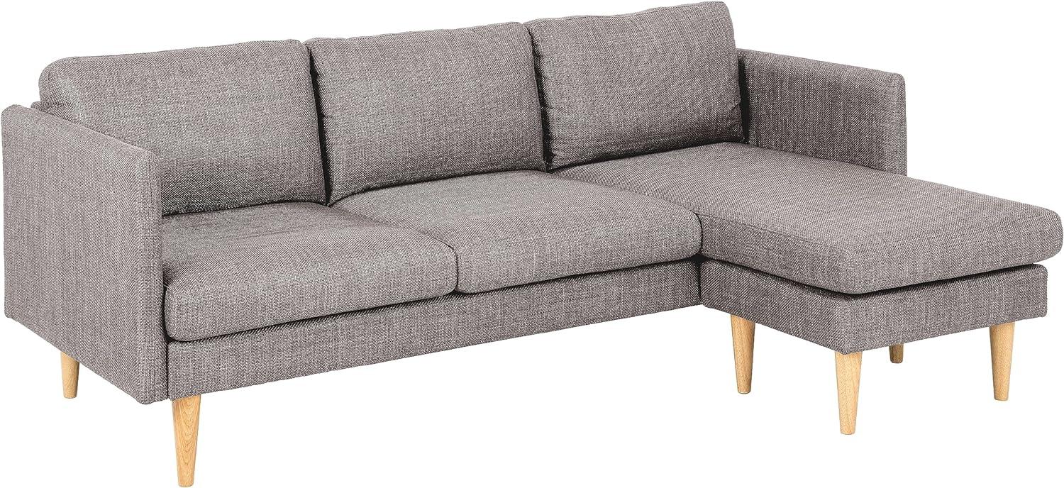 AC Design Furniture Milla 2-Sitzer Sofa mit Chaise Longue Modul in Hellgrau-braun, Kleines Ecksofa für 2 Personen, Couch mit Armlehnen in L-Form, Sofa im Retro Stil, B: 201 x H: 84 x T: 132 cm Bild 1