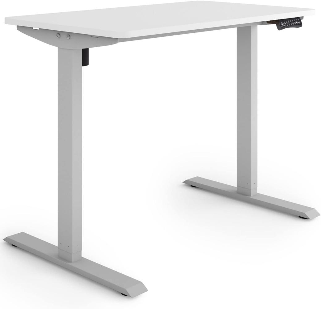 ESMART Germany ETX-121GW 100x60cm Weiß Ergonomischer Steh-Sitz-Schreibtisch Stufenlos elektrisch höhenverstellbar 73,5-123,5cm 3X Memory Aktivitätserinnerung Soft-Start/Stopp Schnelle Montage Bild 1