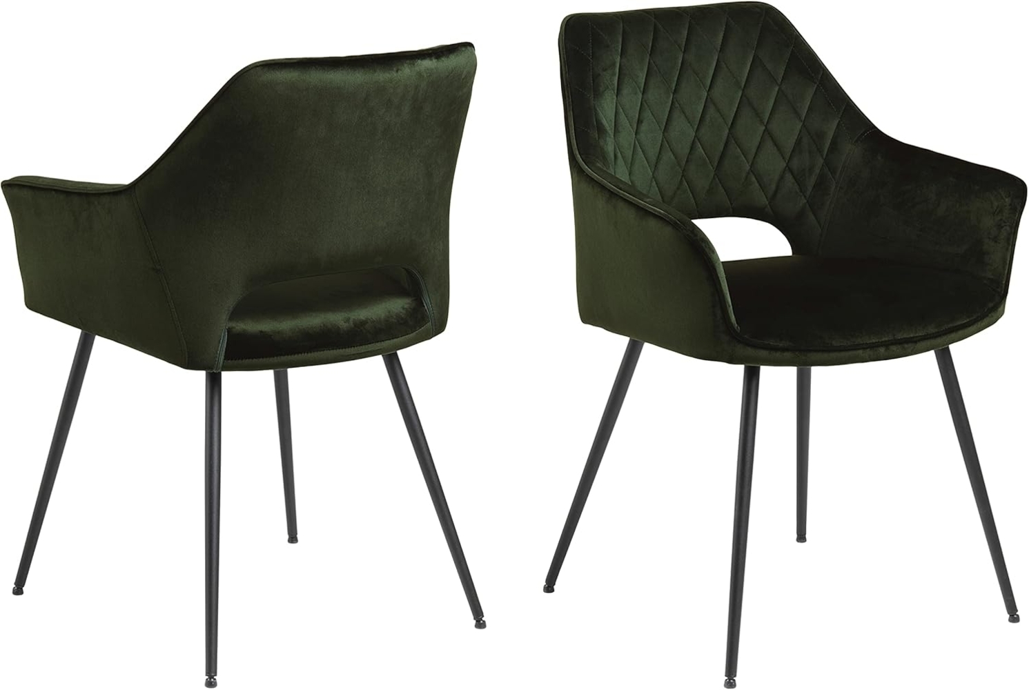 AC Design Furniture Fiona Esszimmerstühle, H: 81 x B: 56 x T: 58 cm, Olivgrün/Mattschwarz, Stoff/Metall, 2 STK. Bild 1