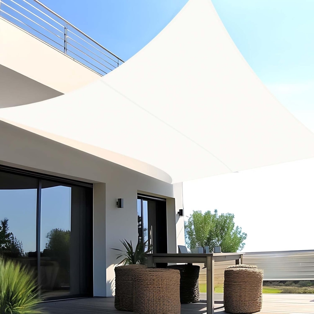 SUNNY GUARD Sonnensegel Rechteckig 4x6 m Wasserdicht Sonnenschutz Wetterschutz Segel Baldachin UV Schutz für Balkon Terrasse Garten, Creme Bild 1