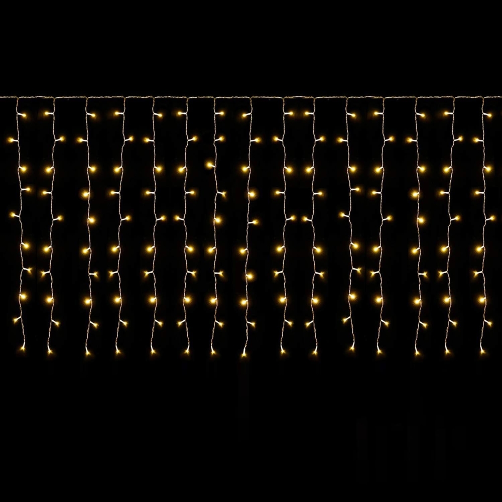 SALCAR LED Eisregen Fenster 2x1 m LED Lichtervorhang Balkon, 100er LED Lichterkette Außen Innen Weihnachten, Weihnachtsbeleuchtung Hängend mit 9 Modi und Memory-Funktion, Warmweiß Bild 1