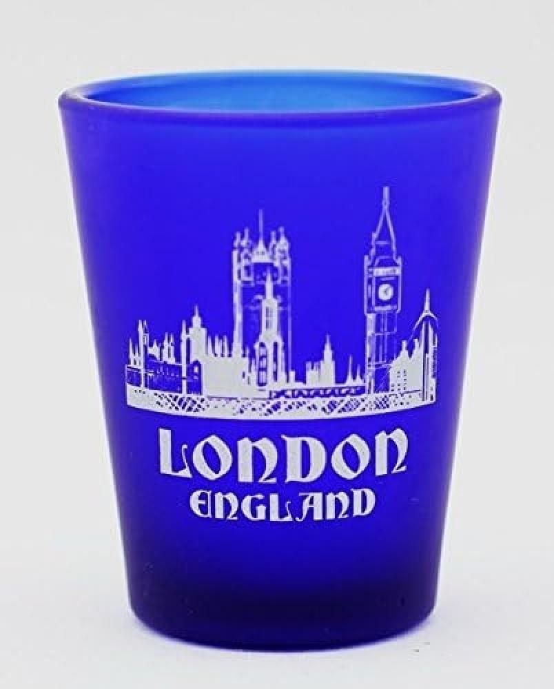 London England Cobalt Blue Frosted Shot Glass by World By Shotglass Bild 1