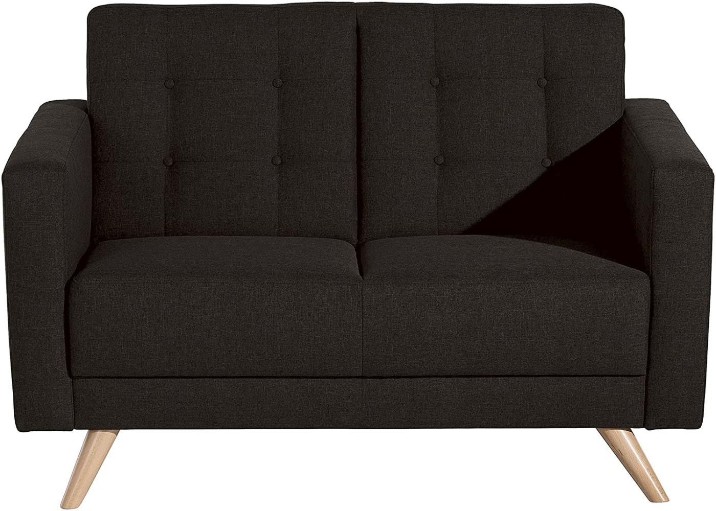 Julian Sofa 2-Sitzer Flachgewebe Chocolate Buche Natur Bild 1