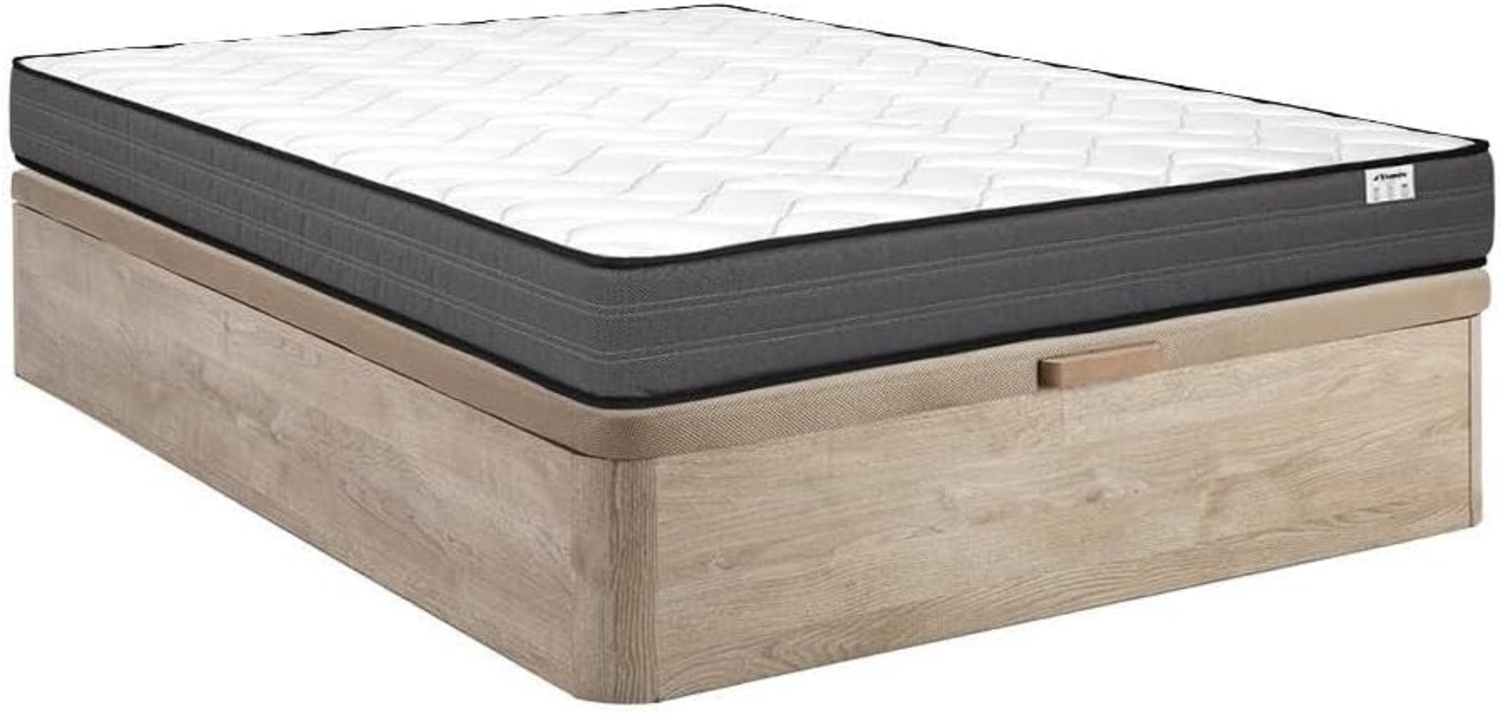 Vente-unique - Komplett-Set - 120 x 200 cm - Bettgestell mit Bettkasten + Taschenfederkernmatratze - Stärke 20 cm - Holzfarben hell - AMBRACIE von YSMÉE Bild 1