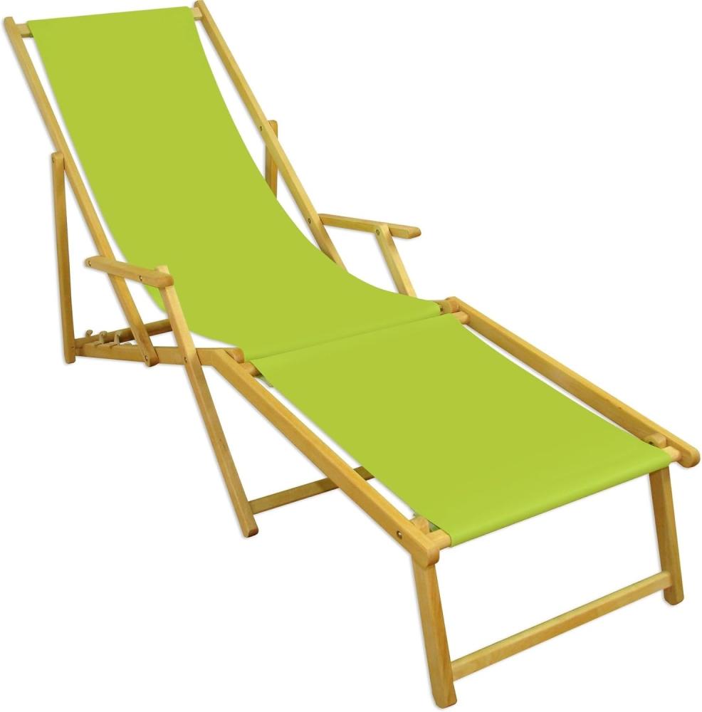 Liegestuhl pistazie Sonnenliege Strandliege Fußteil Deckchair Buche natur klappbar 10-306 N F Bild 1