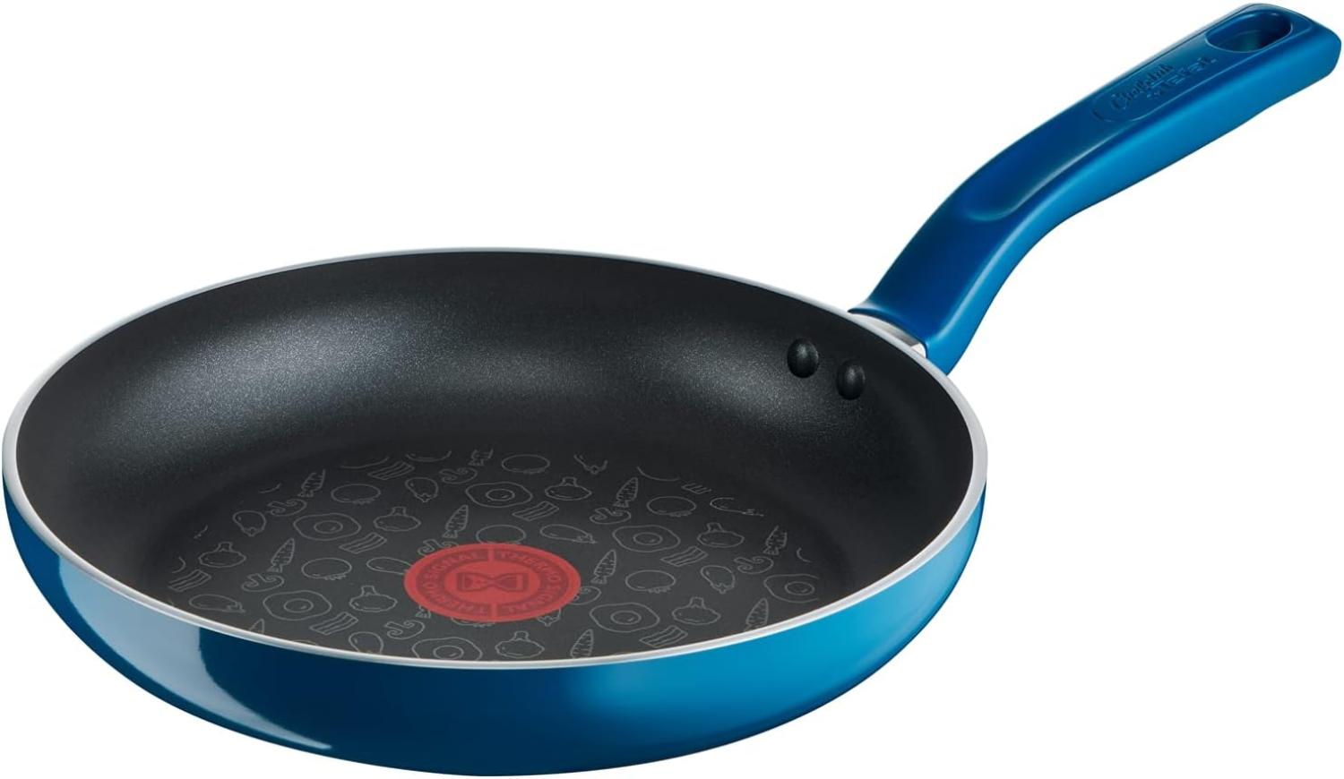 Tefal G80504 Chefclub Bratpfanne 24 cm | Titanium Antihaftversiegelung | Thermo-Signal Temperaturanzeiger | unbedenkliches Kochgeschirr | einfache Reinigung | induktionsgeeignet | blau Bild 1