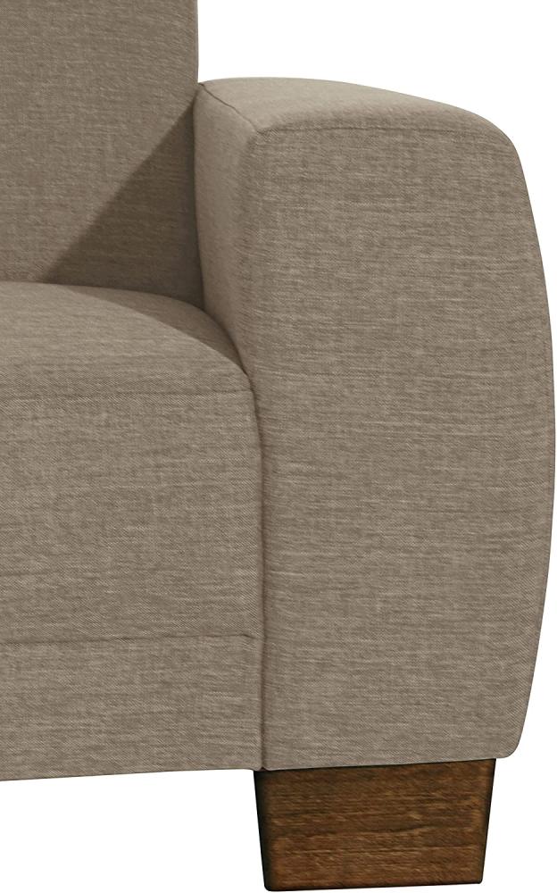 Blackpool Ecksofa Flachgewebe Leinenoptik Sahara Buche Nussbaumfarben Bild 1