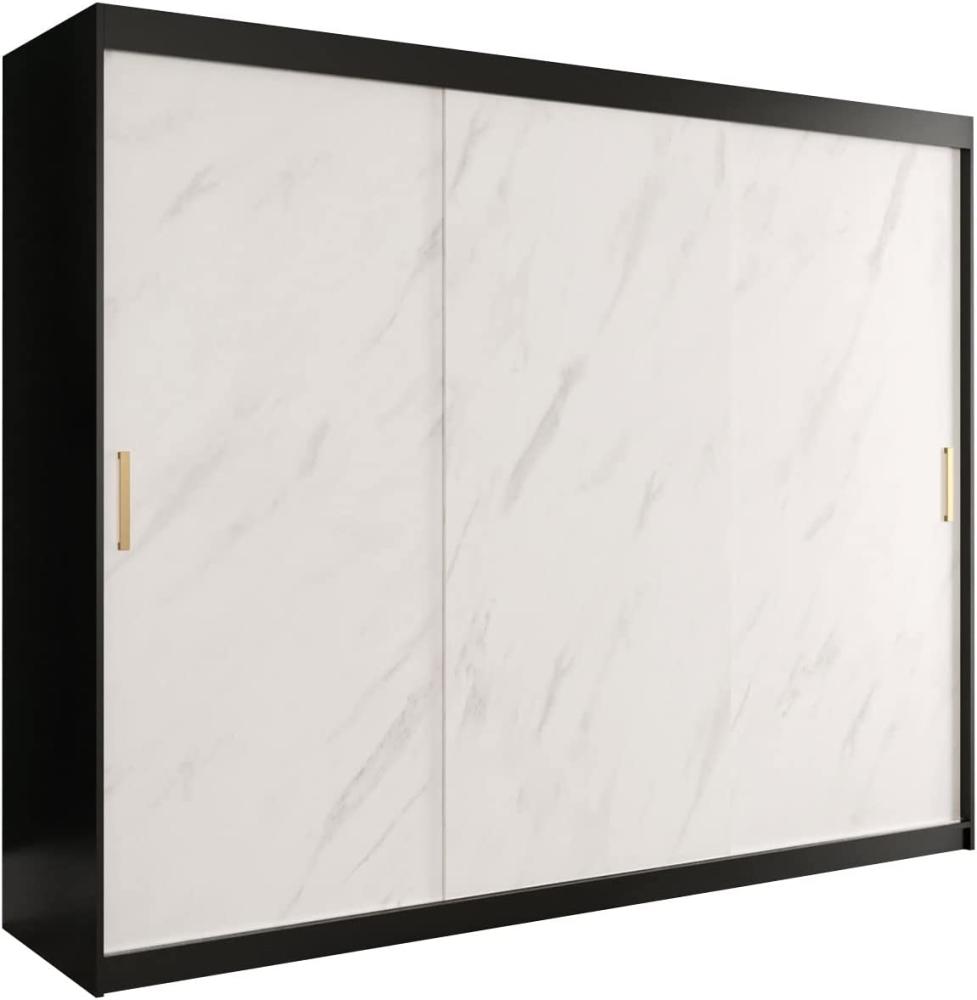 Kleiderschrank Kamoga T 250 (Schwarz / Marmor Weiß + Gold, mit Schubladen) Bild 1