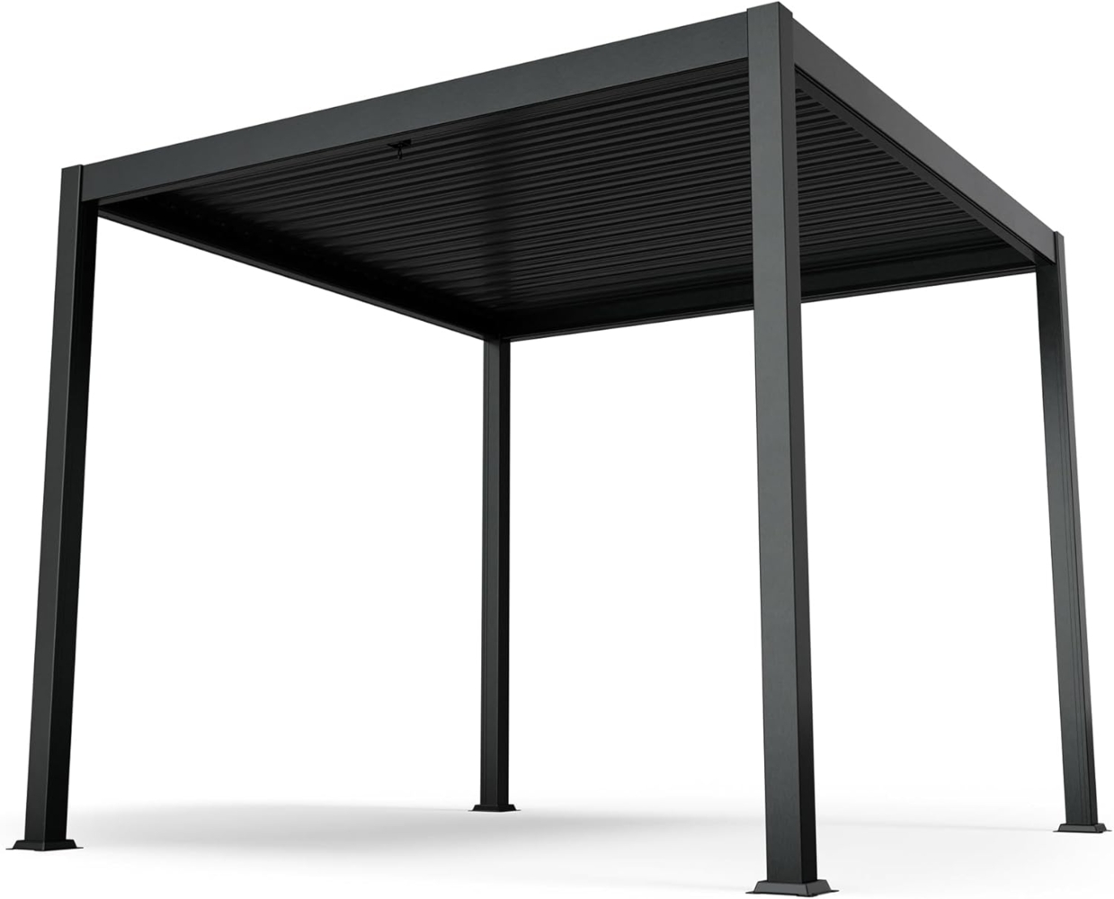 Blumfeldt Pavillon 3x3, Wasserdicht Stabil Winterfest, Lamellendach aus Verzinktem Stahl, Pulverbeschichteter Aluminiumrahmen, Wetterfest, Schwarz, Für Garten & Terrasse Bild 1