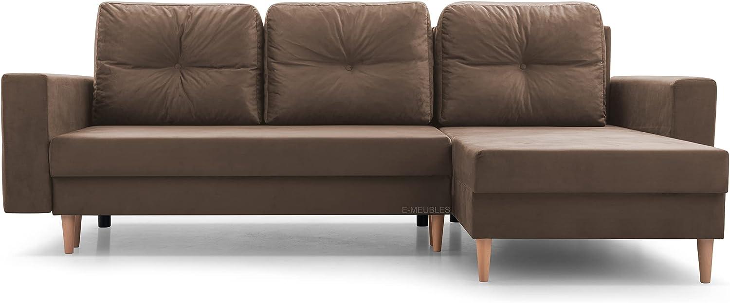 mb-moebel Ecksofa mit Schlaffunktion und Bettkasten Ottomane Links als auch rechts montierbar Couch für Wohnzimmer,Schlafsofa Sofagarnitur Sofa Eckcouch L-Form Wohnlandschaft 232x137x84 cm Carl Braun Bild 1