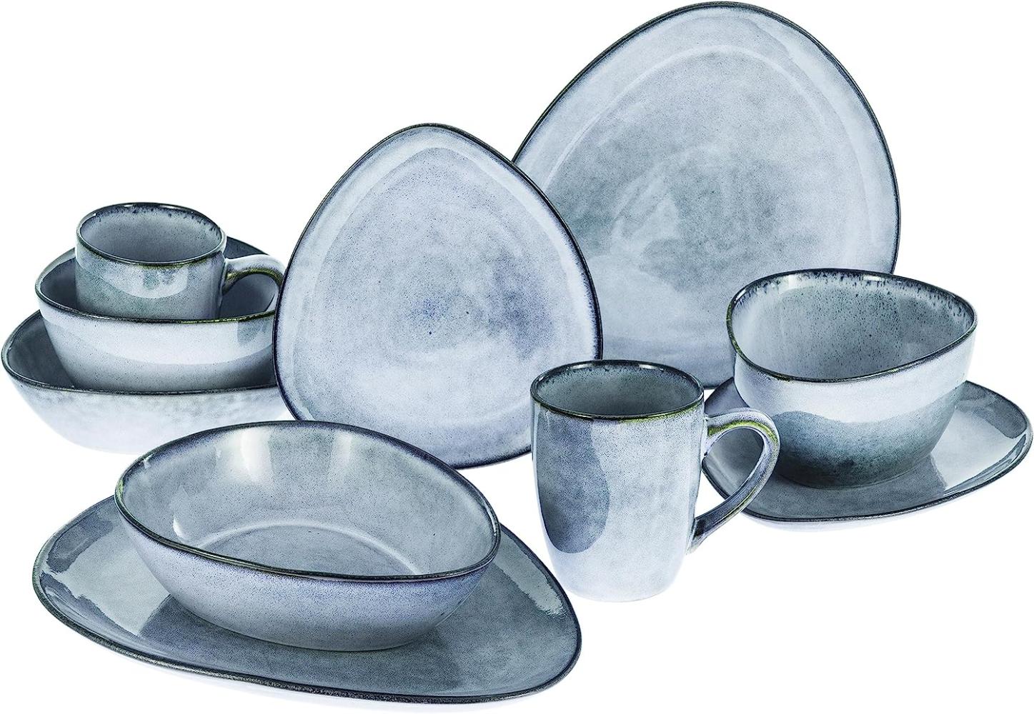 CreaTable 23767 Kombiservice Cloudy für 2 Personen, Steinzeug, blau (1 Set, 10-teilig) Bild 1