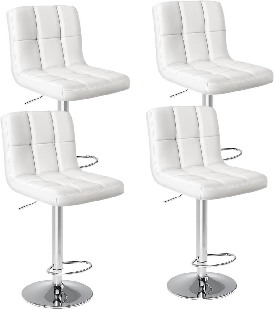 DUMOS barhocker 4er Set, moderner Stil barstuhl höhenverstellbar 60-80 cm, Metallbeine bar hocker, hocker küche, hoch barhocker mit lehne, geeignet für Bar, Küche und Wohnzimmer bar Stool (Weiß) Bild 1