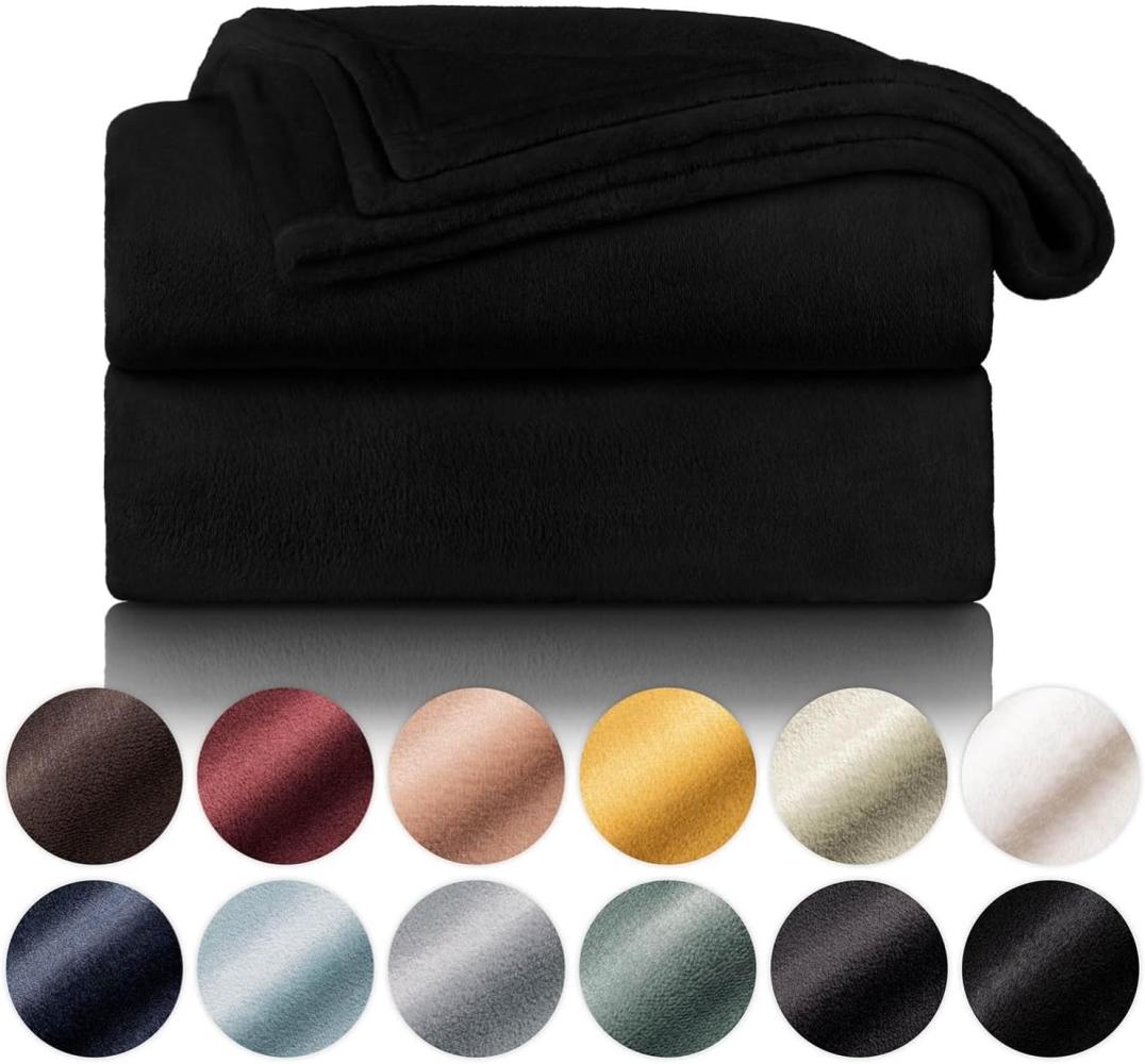 Blumtal Kuscheldecke aus Fleece - hochwertige Decke, Oeko-TEX® Zertifiziert in 220 x 240 cm, Kuscheldecke flauschig als Sofadecke, Tagesdecke oder Winterdecke, Schwarz Bild 1