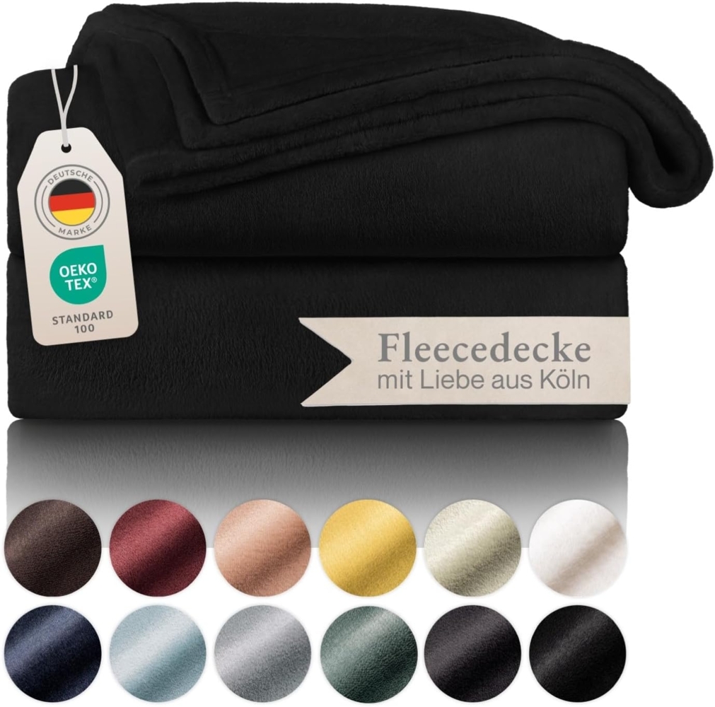 Blumtal Kuscheldecke aus Fleece - hochwertige Decke, Oeko-TEX® Zertifiziert in 220x240 cm, Kuscheldecke flauschig als Sofadecke, Tagesdecke oder Winterdecke, Schwarz Bild 1