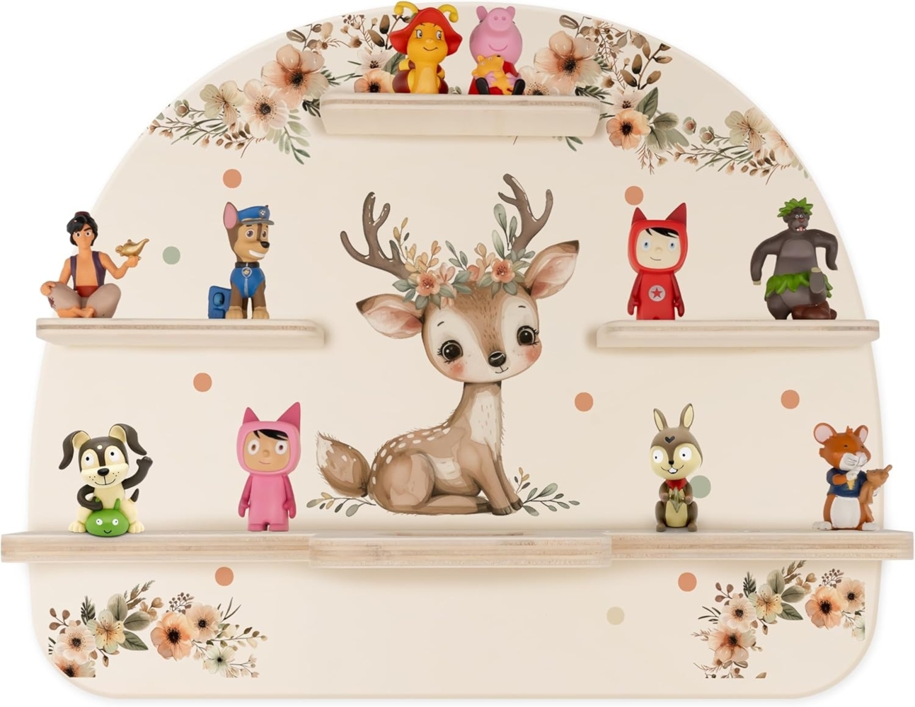 Kidsmood - Tonie Regal für Kinderzimmer - magnetisches Wandregal für Tonie Hör-Figuren & Tonie-Box - Toniebox Regal für Tonie Figuren mit Aussparung für Ladegerät - Rehlein-Blumen Bild 1
