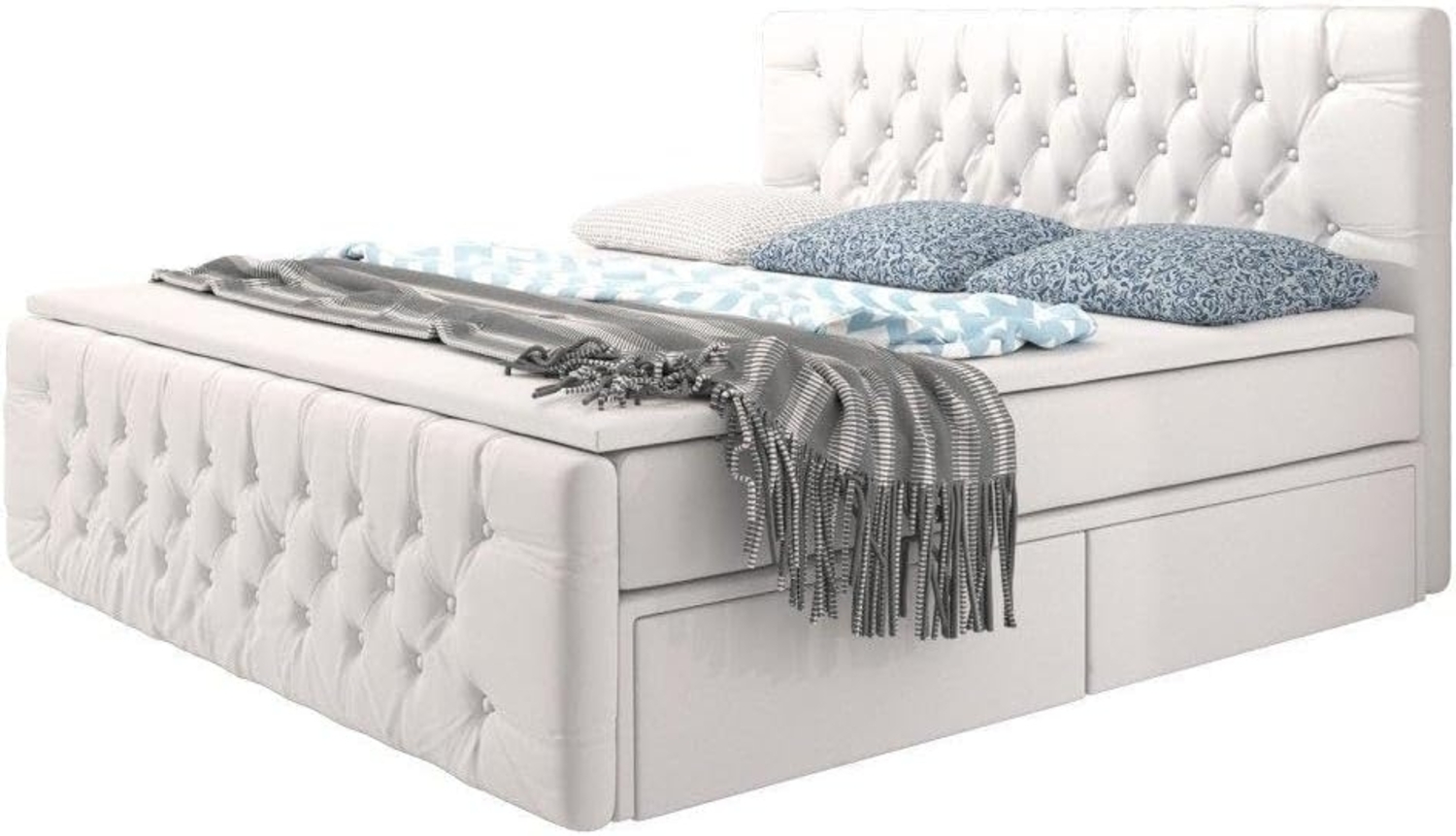 Boxspringbett Sognare mit Stauraum 120x200 Weiß H3 (70-100kg) Bild 1