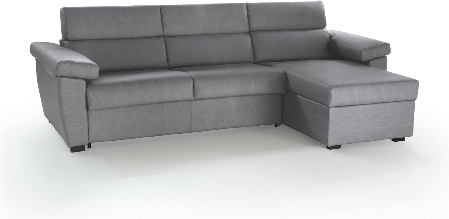 Talamo Italia - Sofa mit Halbinsel Vincenza, Ecksofa für Wohnzimmer, gepolstert, Abnehmbarer Bezug, 100% Made in Italy-Qualität, 285x160 h100 cm, Grau Bild 1
