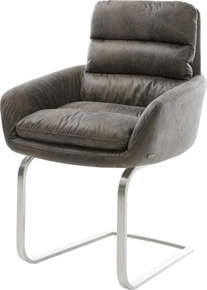 Freischwinger Abelia-Flex mit Armlehnen Mikrofaser Grau Antik Freischwinger flach Edelstahl Bild 1