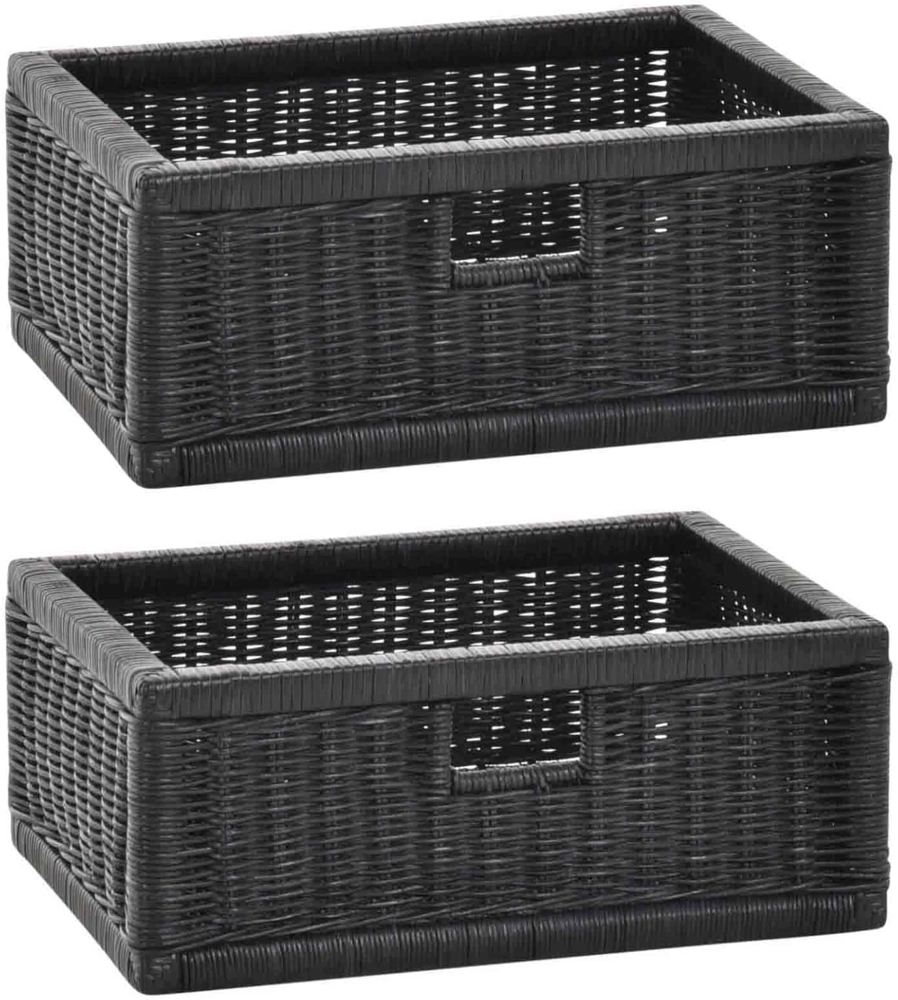 Krines Home Regalkorb 2er Set Regalkorb Aufbewahrungskorb Korb geflochten Rattan Korbset (2-teiliges Set), ca. 43 x 32 x 17,5 cm Aufbewahrung Regal Schrankkorb Bild 1