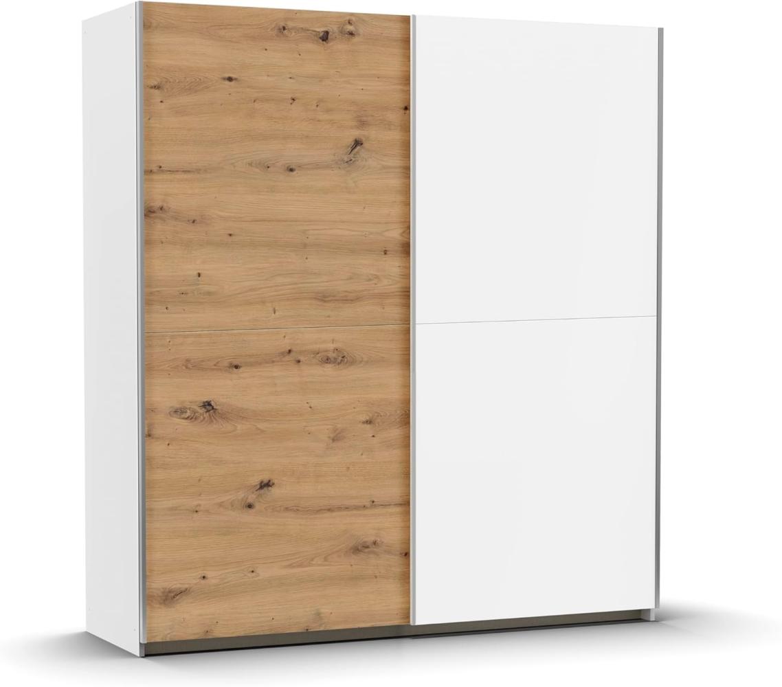 Rauch Möbel Saturn, Schwebetürenschrank, Kleiderschrank, Kleiderschränke, Garderobe, Schrank mit Stauraum, 2-türig, Farbe Eiche Artisan-Alpinweiß, 175 x 191 x 59 cm Bild 1