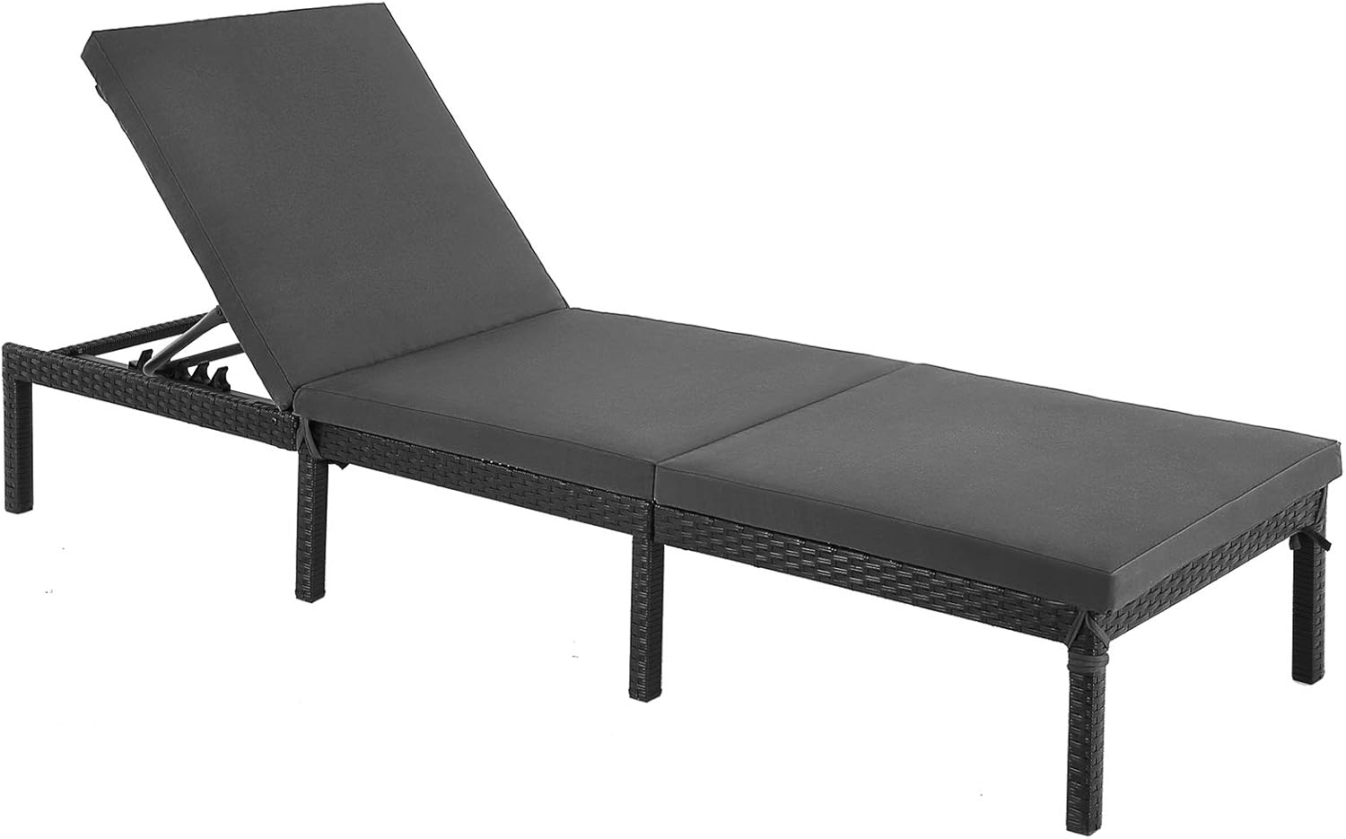 Songmics Sonnenliege mit Auflage, Rückenlehne verstellbar, Polyrattan schwarz, 59 x 198 x 28 cm Bild 1
