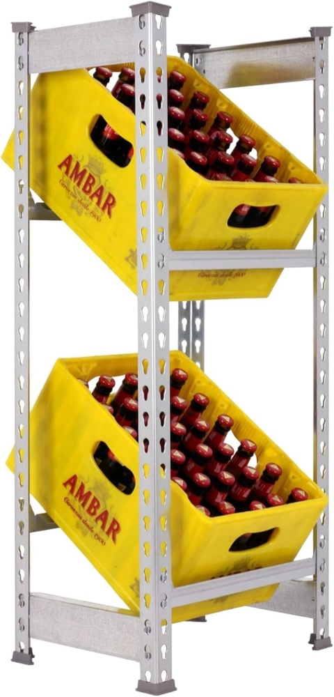 Simonrack Getränkekistenregal, 4 Kästen, Flaschenregal, Getränkekistenhalter, Kistenregal, Weiss - Simonbottle Bild 1