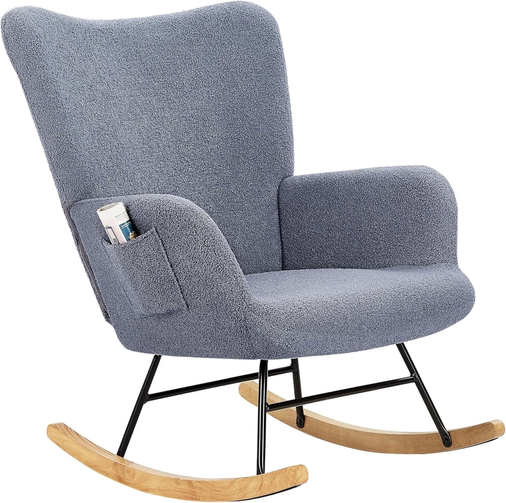 VECELO Schaukelstuhl, Stillstuhl, Schaukelstuhl, Stahlgestell, Beine aus Massivholz, für Schlafzimmer, Wohnzimmer Bild 1