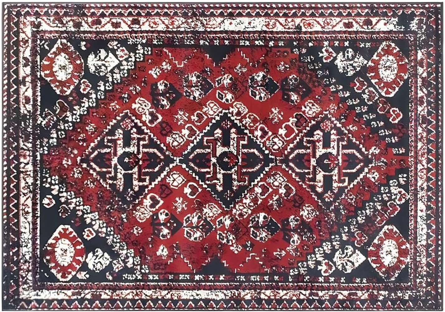 Vente-unique - Teppich orientalisch - 160 x 230 cm - Rot & Schwarz - SYLHET Bild 1