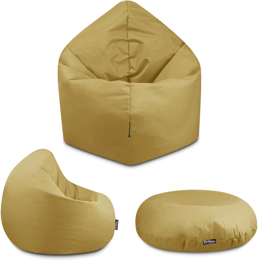 BuBiBag - 2in1 Sitzsack Bodenkissen - Outdoor Sitzsäcke Indoor Beanbag, Sand, Ø 100,0 cm Bild 1