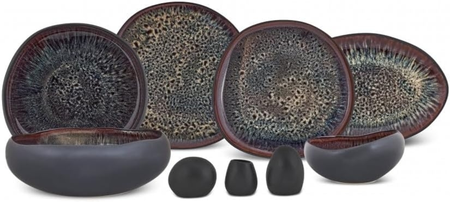 Karaca Frühstücks-Geschirrset Karaca Earth Galactic Tafelservice 55-tlg. für 12 Personen, Schwarz, Steinzeug, Elegantes Marmordesign, umfassendes 55-teiliges Set Bild 1