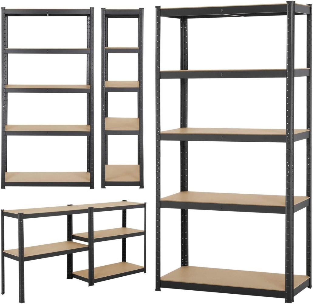 Yaheetech Lagerregal XL Kellerregal Werkstattregal Regal verzinkt belastbar bis 875kg, Größe: 180 x 90 x 40 cm, Keller, Schwarz Bild 1