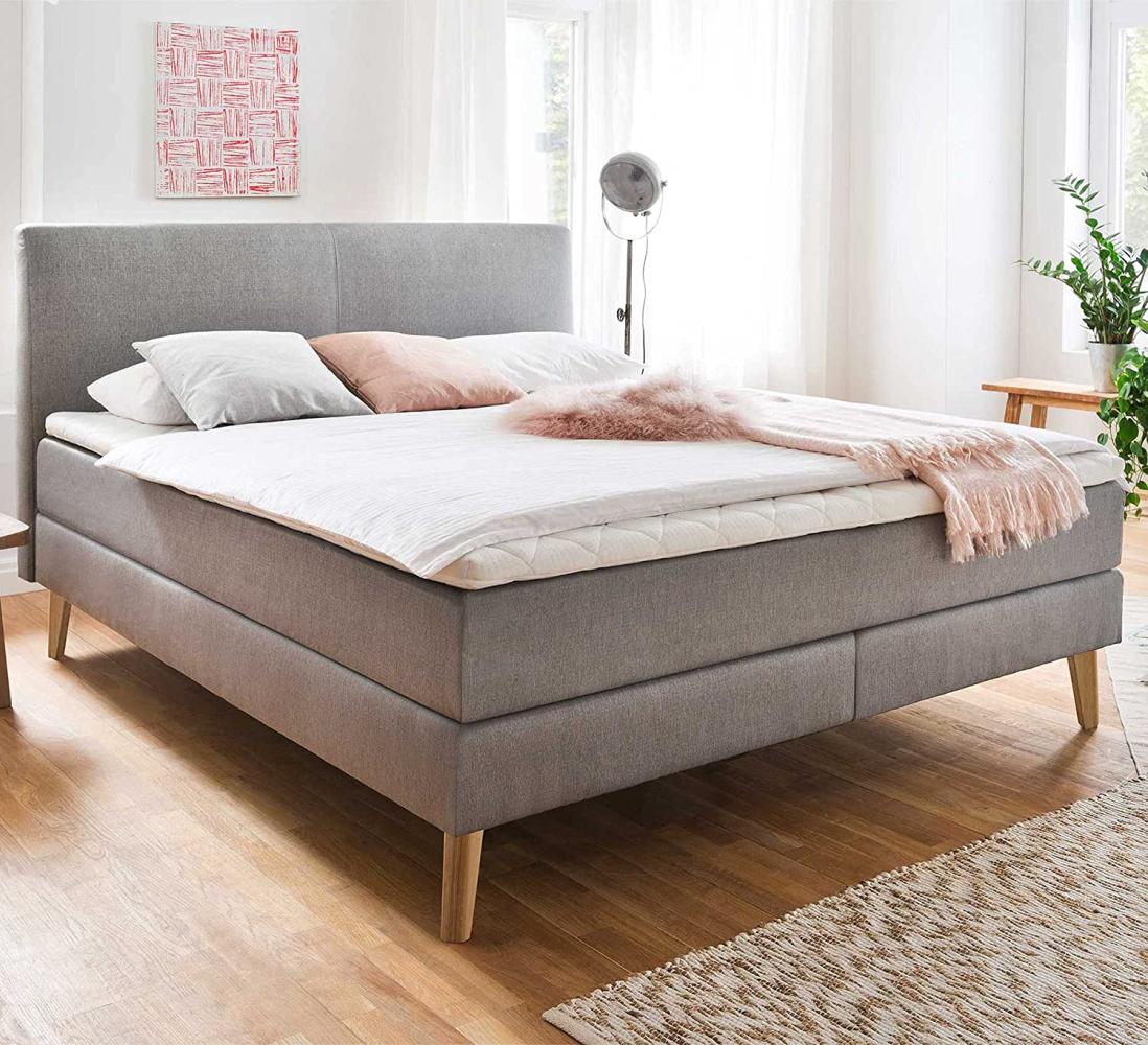 Boxspringbett Greta - Stoff Taupe H3 180x200 cm Bild 1