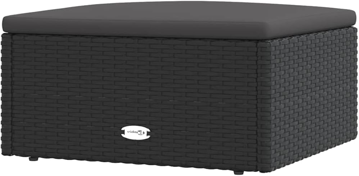 vidaXL Gartenhocker mit Kissen Schwarz Poly Rattan 319589 Bild 1