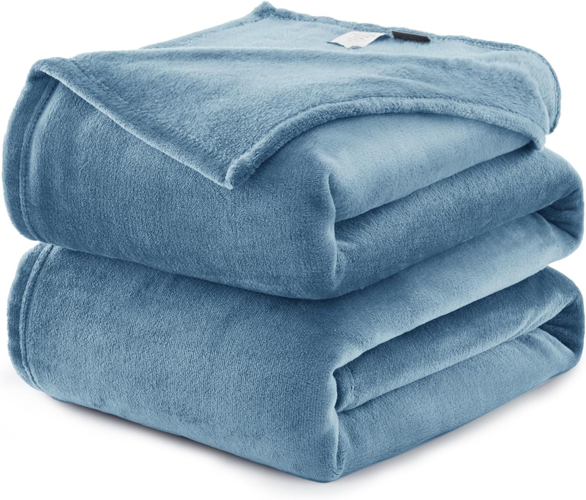 WAVVE Kuscheldecke Flauschig Decke Fleecedecke - Sofadecke Grau Blau 220x240 cm Wohndecke Couchdecke Weich, XXL Groß Decke Sofa Leicht Bild 1