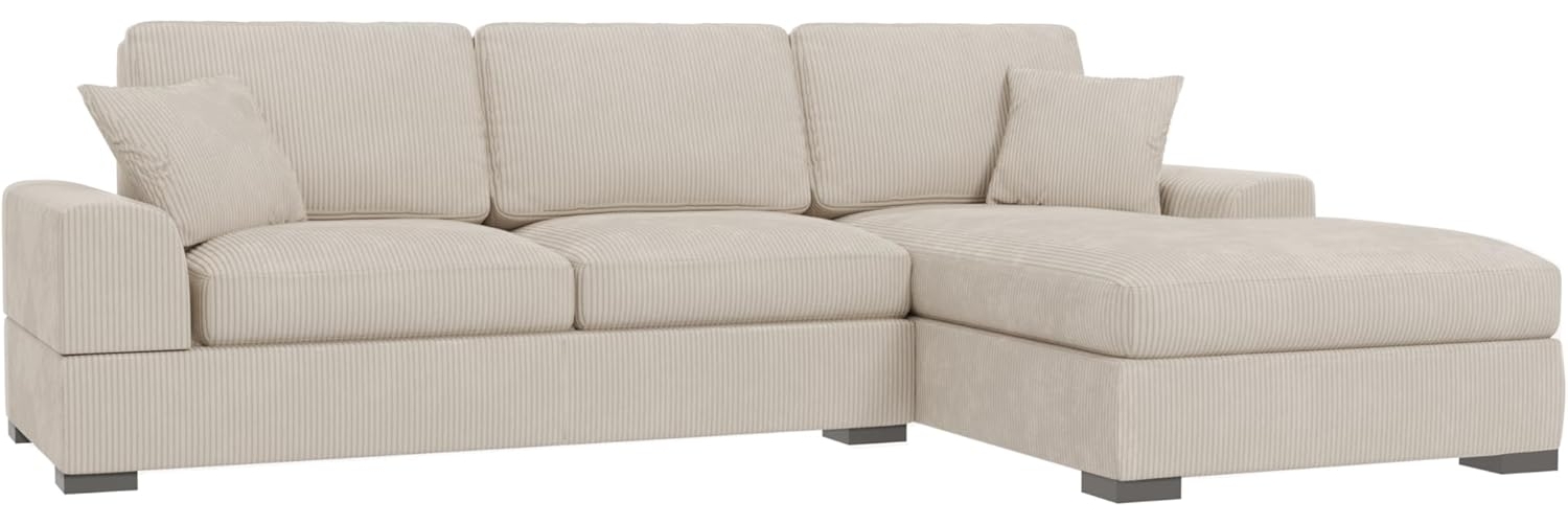S-Style Möbel Ecksofa Leif mit Schlaffunktion in Cord-Stoff schöner Sitzkomfort, Ottomane links oder rechts bestellbar, mit Wellenfederung Bild 1