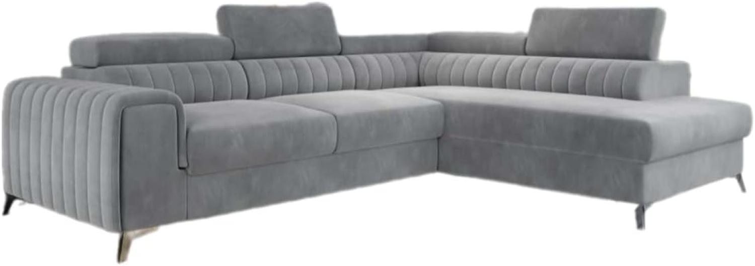 Designer Sofa Tirenni mit Schlaf- und Klappfunktion Hellgrau Rechts Bild 1