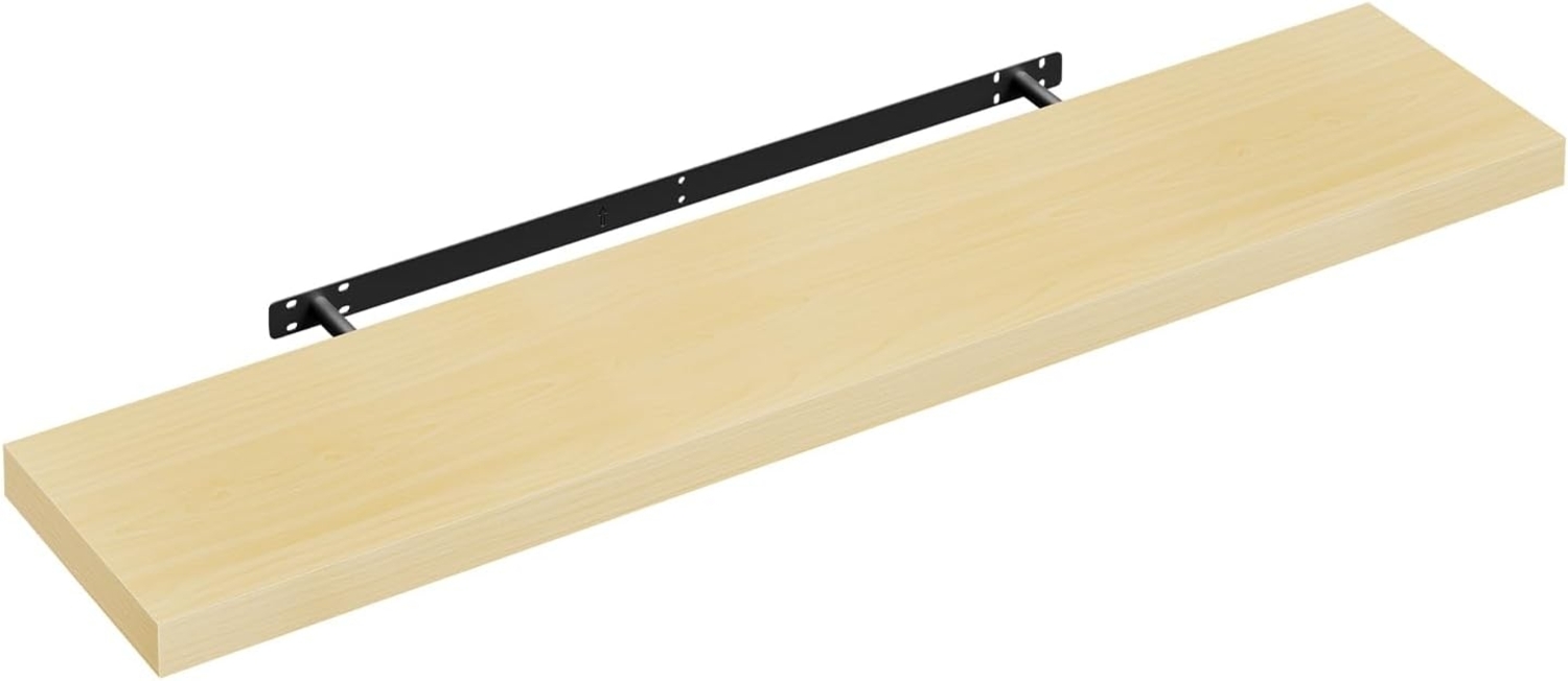 WOLTU Wandregal Wandboard Bücherregal Regale für Deko Wandablagen aus MDF Holz,Hängeregal Gelb Eiche, 110 x 22.9 x 3.8 cm RG9316kei Bild 1