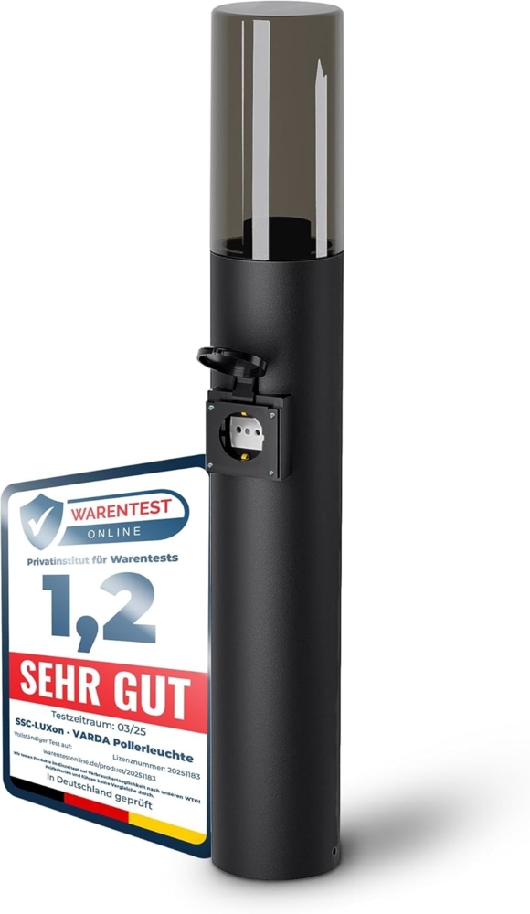 SSC-LUXon LED Gartenstrahler VARDA Außen Wegeleuchte mit Steckdose E27 Höhe 50 cm IP44 schwarz Bild 1