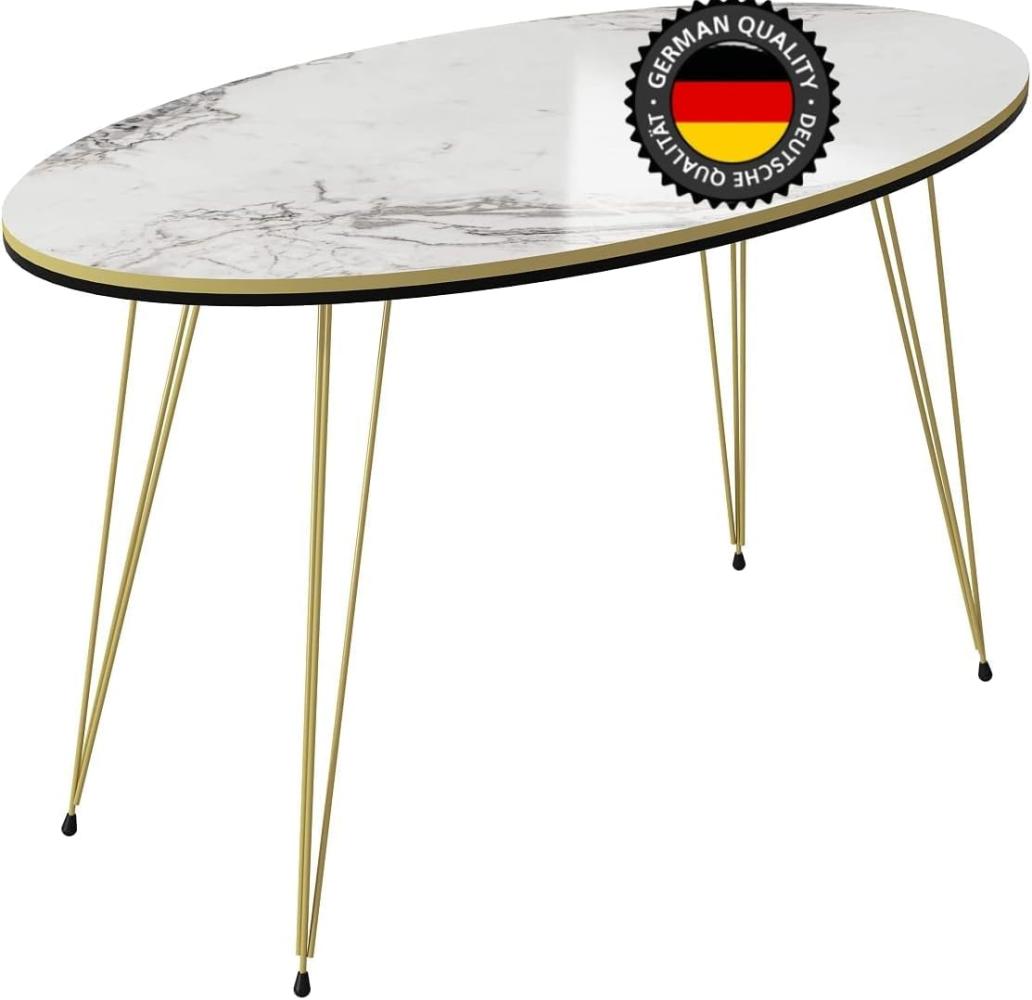 Couchtisch Marmor Optik Oval Weiß 21587006 Bild 1