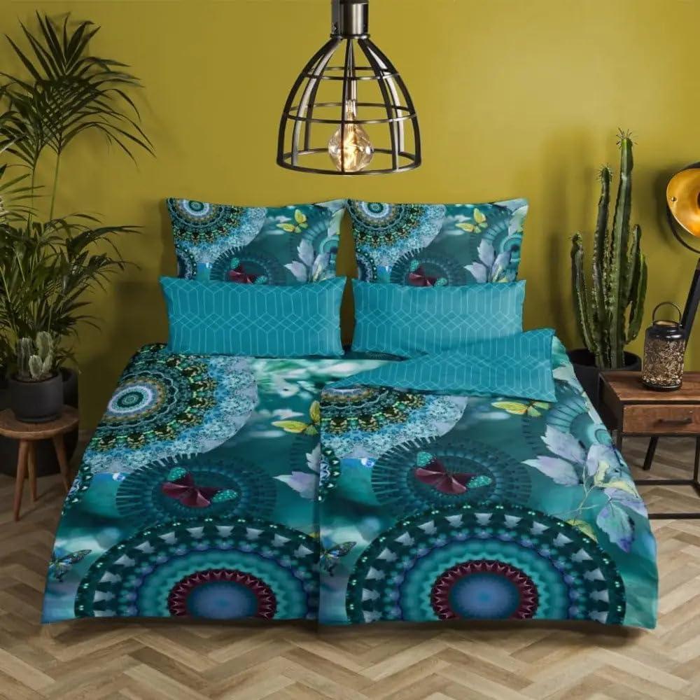 hip Mako Satin Bettwäsche 2 teilig Bettbezug 155x220 cm Kissenbezug 80x80 cm Luciano Petrol Bild 1