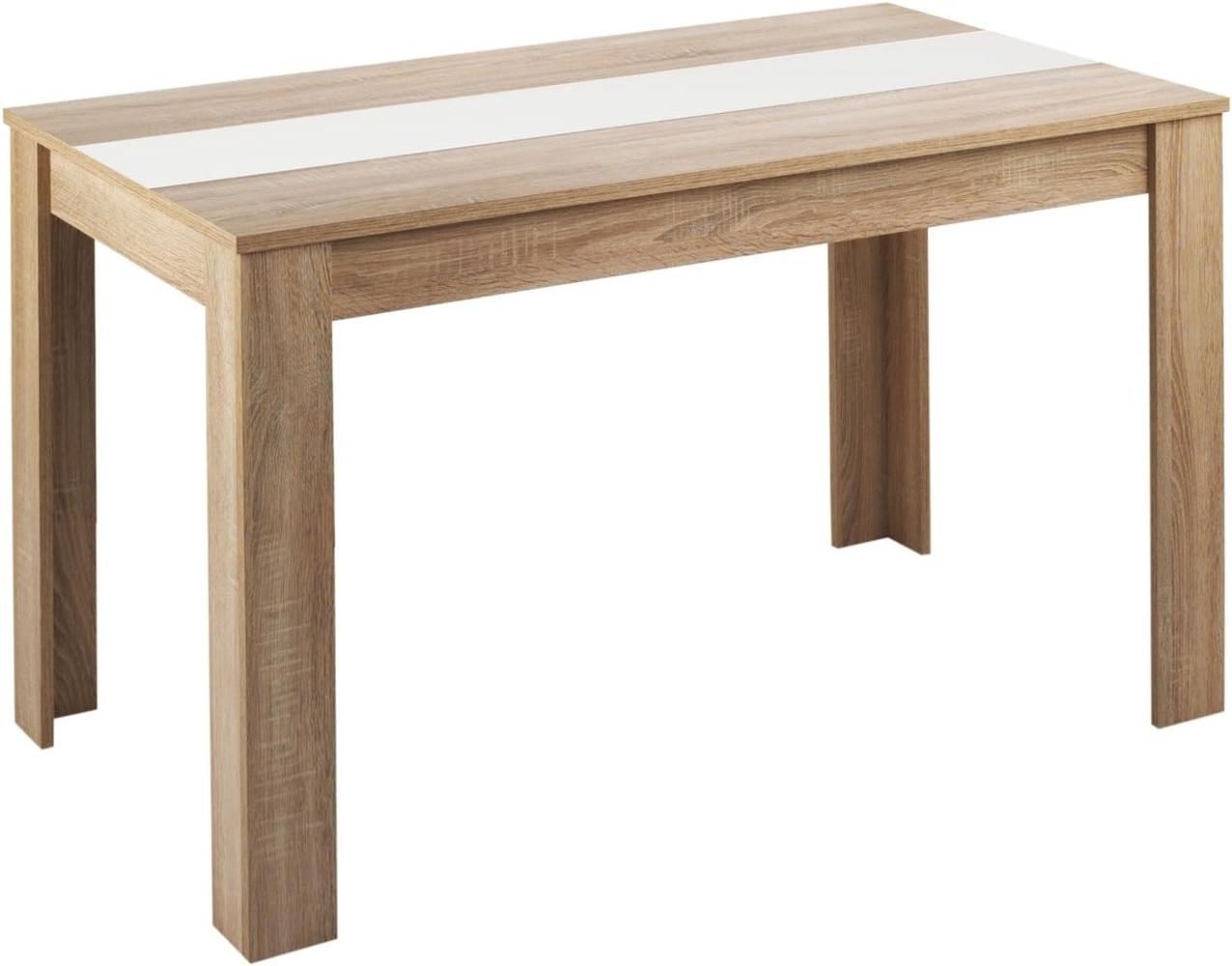 HOMEXPERTS Esstisch NICO / Küchentisch 140 cm / Esszimmertisch / Tisch in Sonoma Holz Eichen-Optik hell-braun / Wendeplatte in der Mitte wahlweise Schwarz oder Weiß / 140 x 80 x 75 cm (L x B x H) Bild 1