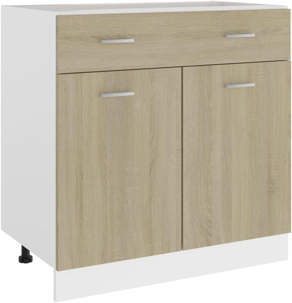 vidaXL Schubunterschrank mit 2 Regalböden 1 Schublade Schrank Küchenzeile Küchenmöbel Unterschrank Küchenschrank Sonoma-Eiche 80x46x81,5cm Holzwerkstoff Bild 1