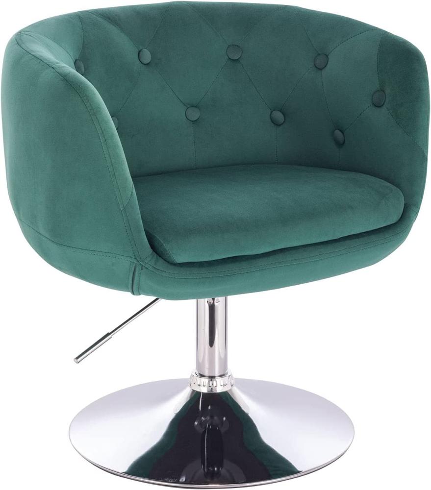 SVITA Panama Retro Loungestuhl Cocktailsessel Dunkelgrün Samt-Optik Tellerfuß Bild 1