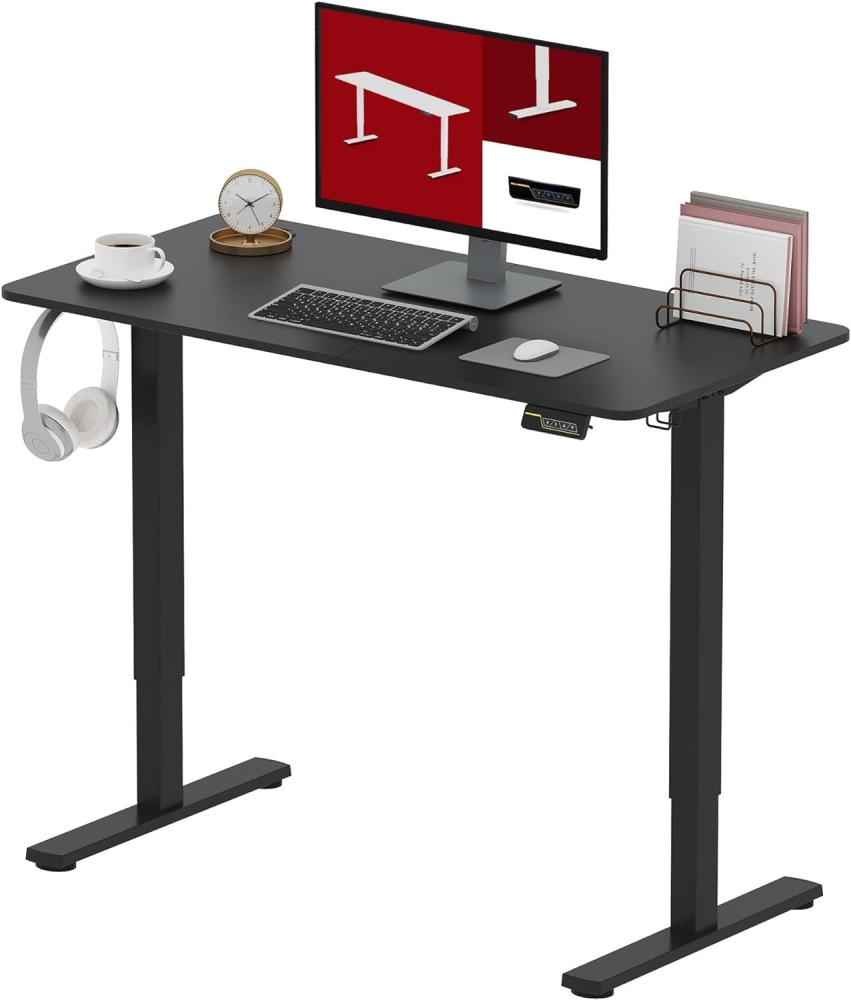 SANODESK Höhenverstellbarer Schreibtisch 120x60 cm Schreibtisch Höhenverstellbar Elektrisch Ergonomischer Steh-Sitz Tisch Computertisch für Heimbüro Homeoffice(schwarz) Bild 1