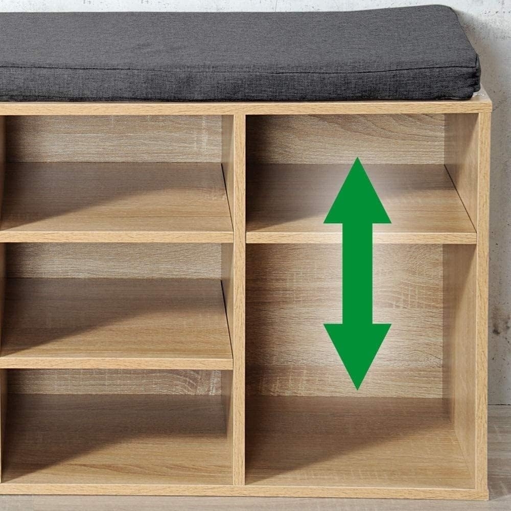 Schuhregal mit Sitzfläche und Schublade, 7 Ablagen, MDF, Kesper Bild 1