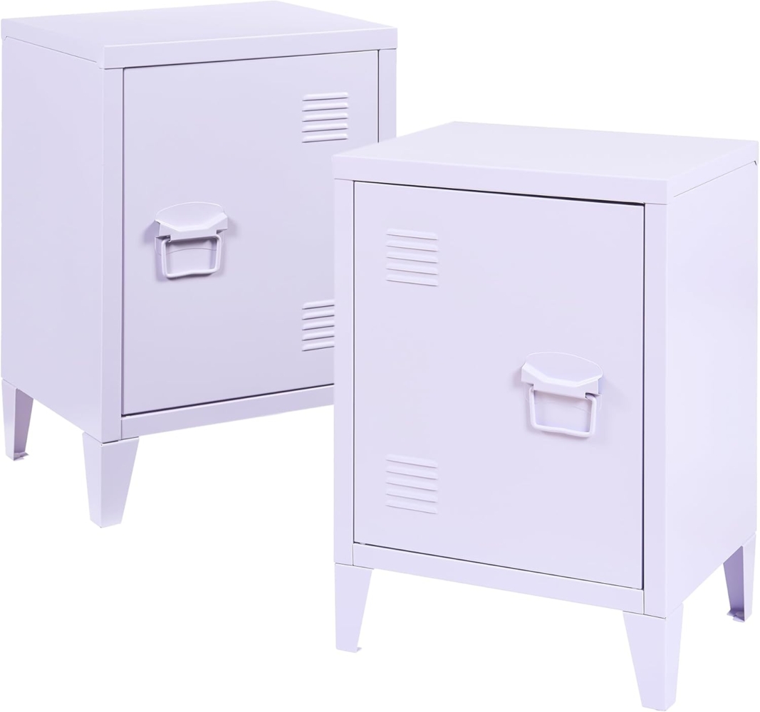 Nachtschrank Inari 2er Set Türgriff rechts und links Lila [en. casa] Bild 1