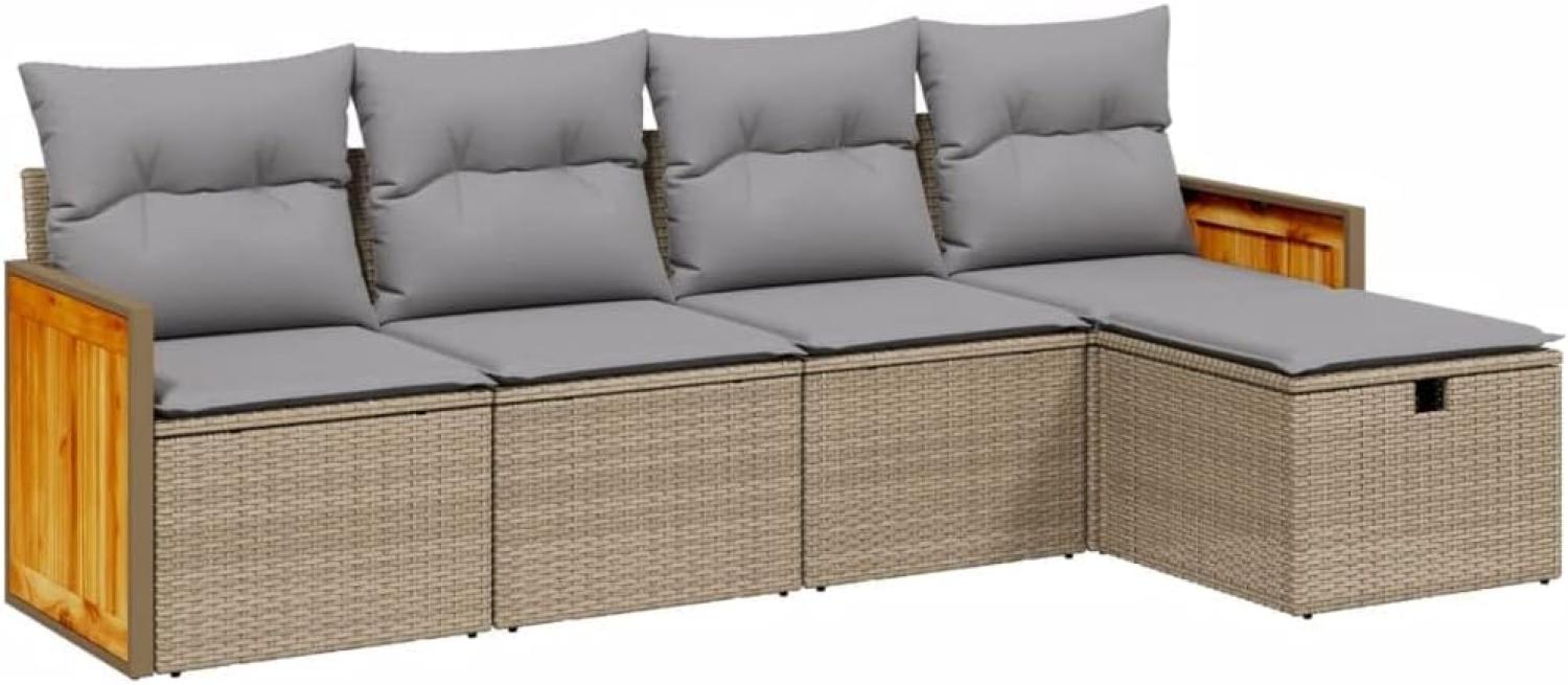 vidaXL 5-tlg. Garten-Sofagarnitur mit Kissen Beige Poly Rattan 3265721 Bild 1